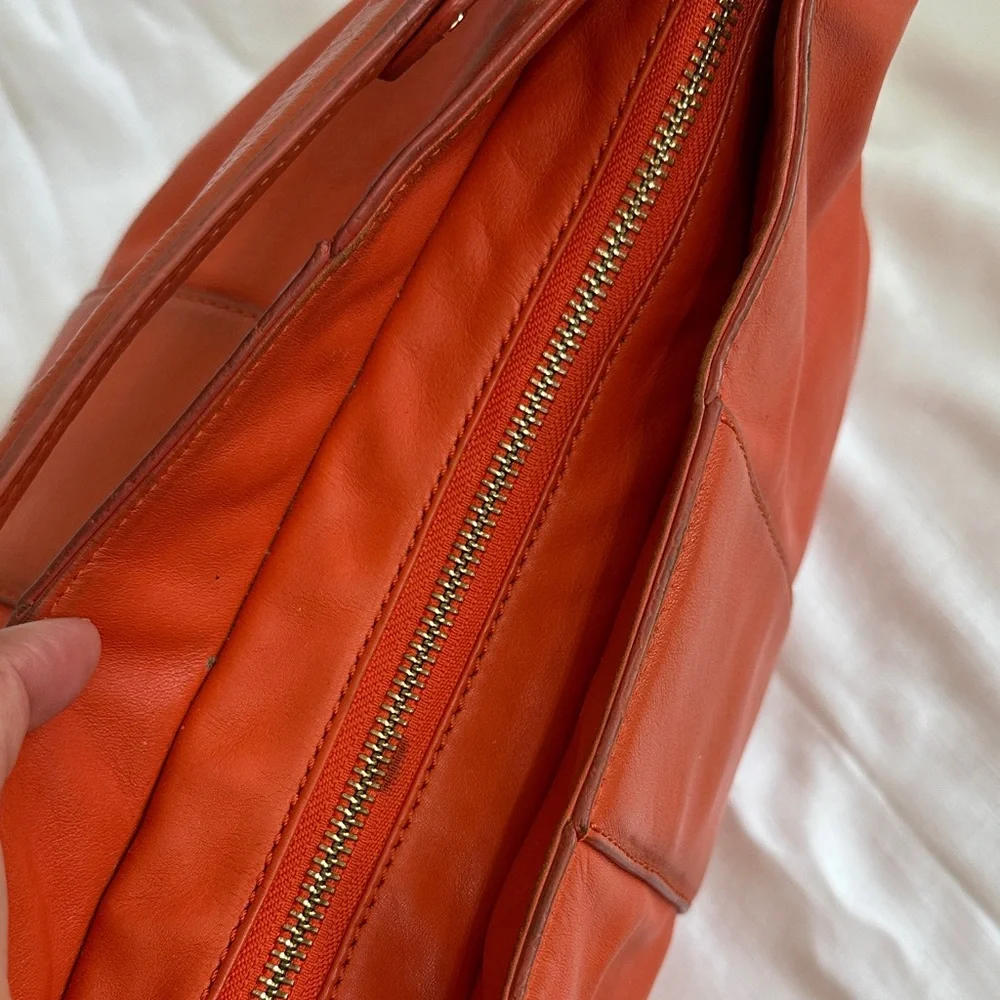 Tory Burch Vibrant Orange Leather Hobo Bag - Picture 15 of 16